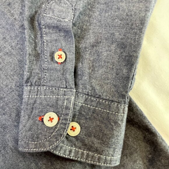 Cherokee Boy's Size M Chambray Blue Button Down Shirt Long Sleeves - Picture 6 of 8